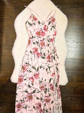 Forever 21 Pink Floral Strappy V Neck Maxi Dress Extra Small